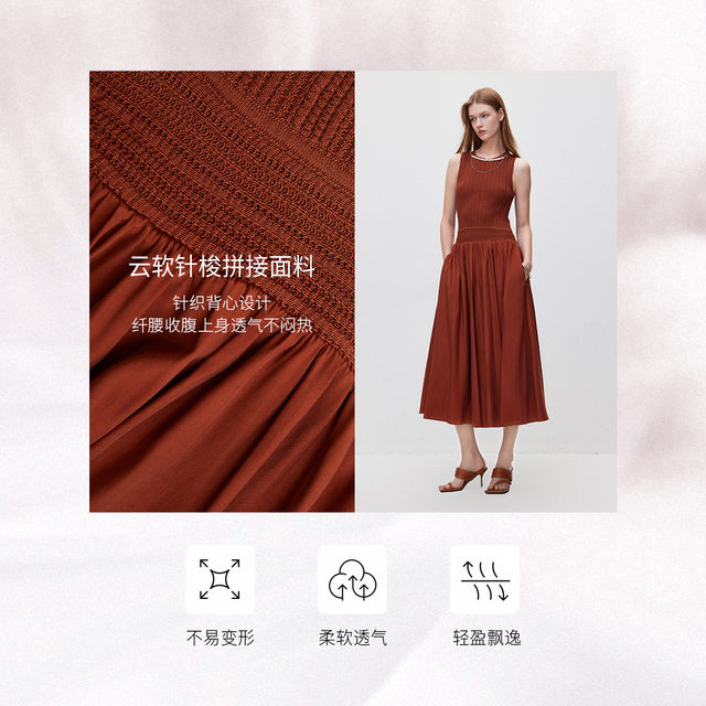 ONLY Summer Fashion Elegant Round Neck Mid-Long Sleeveless Waist Dress Women
