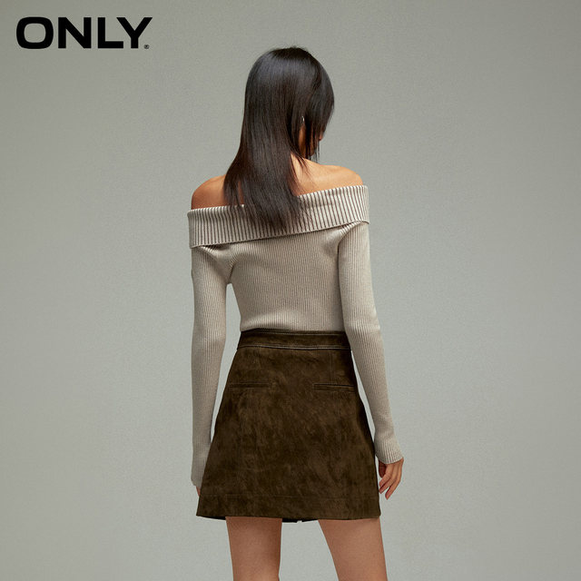 ONLY spring retro trendy leather skirt high waist A-line short skirt skirt women