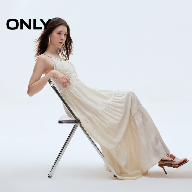 ONLY Outlet 2025 Summer New Elegant Holiday Style Smile Printed Sling Long Skirt Fairy Dress Dress Women