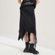 XG Xue Ge Full Print Irregular Skirt 2024 Autumn New Creative Lace Spliced ​​Black Long Skirt for Women