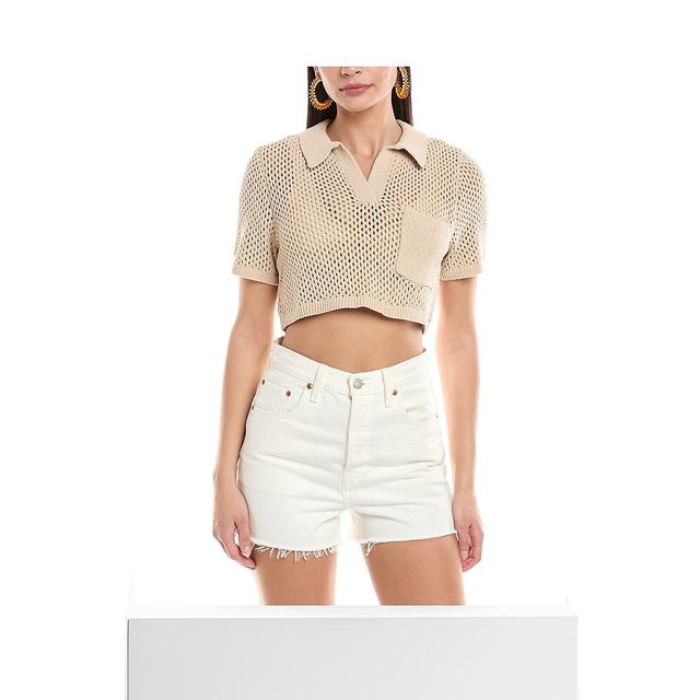 
Self-operated Onia crochet knitted short lapel sweater-brown straight hair