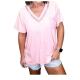 Self-operated pol pink pocket T-shirt - pink straight hair