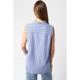 Self-operated olivaceous Jaden striped sleeveless button top, blue/white/black [American O
