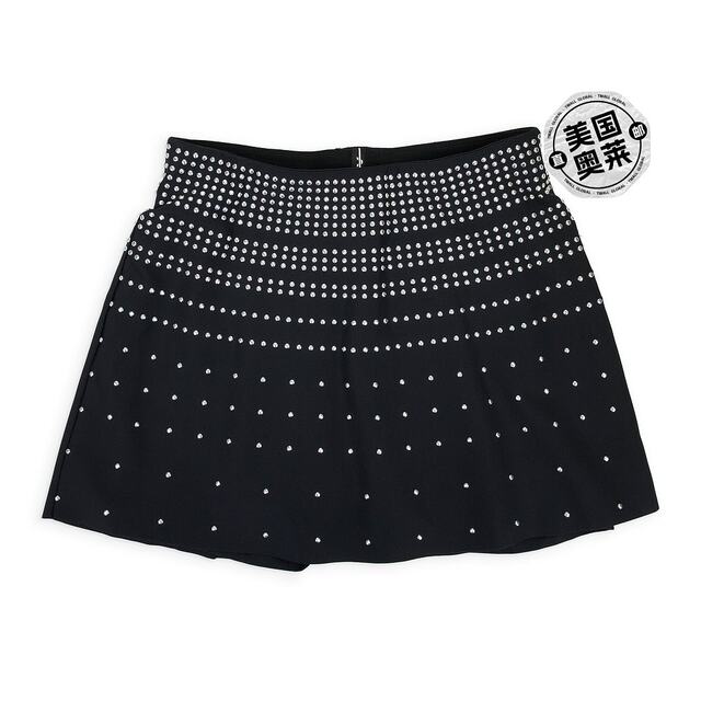Self-operated adam selman sport style black/silver trumpet mini skirt - multi-color [USA
