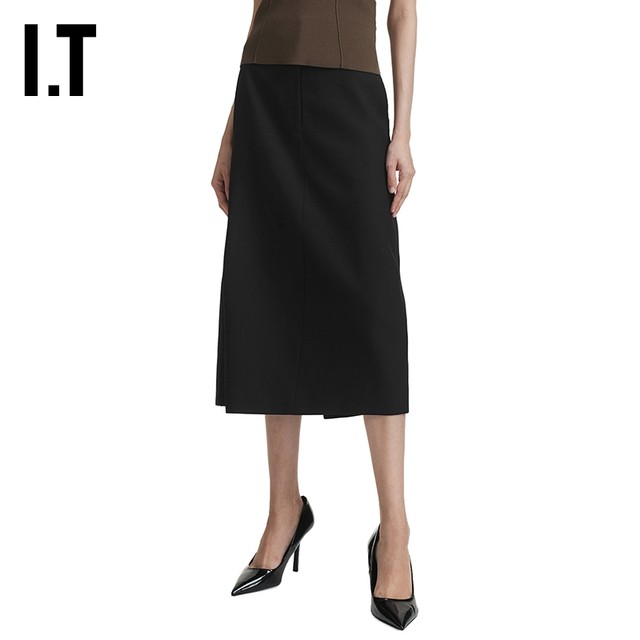 IT Tibi women's solid color skirt new fashionable and capable decoration zipper suit skirt midi skirt 22AP01XL