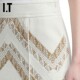 IT IRO Women's Skirt Fashion Commuter Line Pattern Embroidered Jacquard Fit Short Skirt ALISKAXI