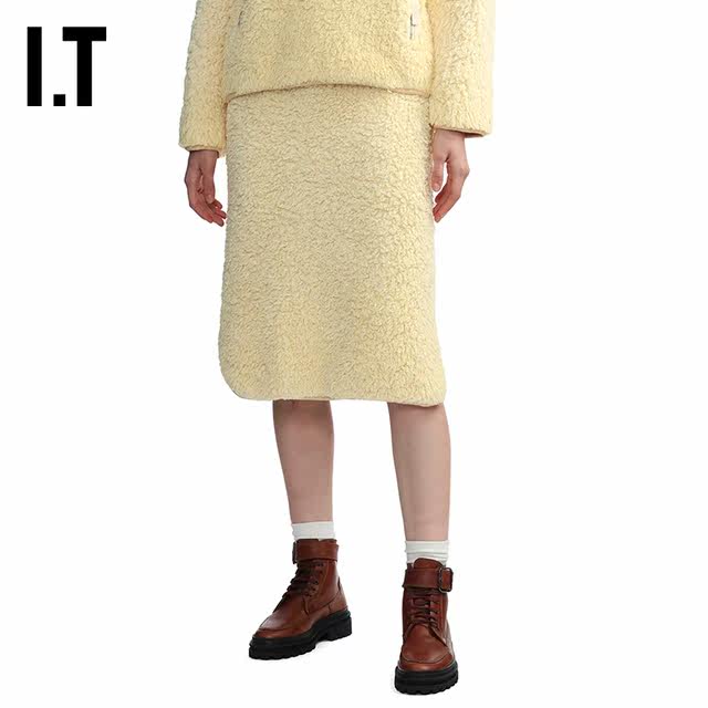 IT JIL SANDER women's imitation lamb velvet skirt new retro fashionable plush straight skirt 0011XL