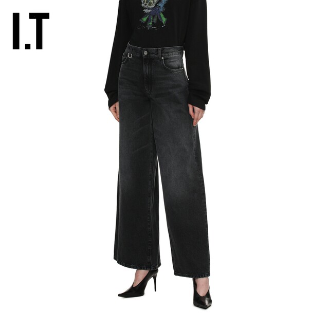 IT We11Done Women's Wide Leg Jeans New Fashion Street Style Loose Washed Pants 396WBKXO