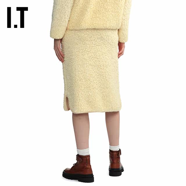 IT JIL SANDER women's imitation lamb velvet skirt new retro fashionable plush straight skirt 0011XL