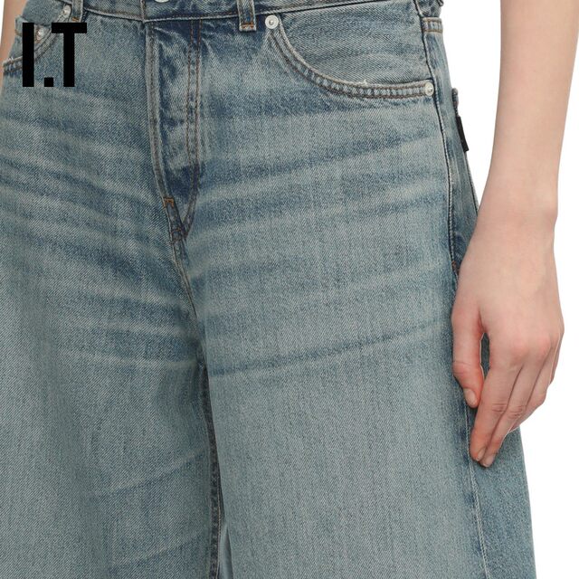 IT HAIKURE women's ankle-exposed wide-leg jeans new casual street style loose straight pants 033276XO