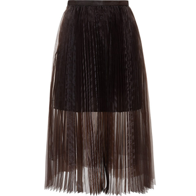 DAZZLE Disuole Spring and summer French temperament fairy mesh pleated A-line mid-length skirt for women