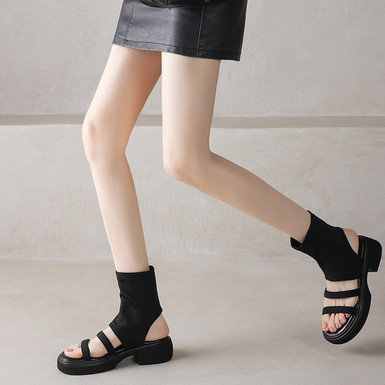 Dale ~ hot girl sandals for women in summer new open toe thick heel thick sole niche retro Roman sandals large size 41-43
