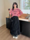 Lace spliced ​​mesh skirt for women a-line gauze skirt tall sweet princess fluffy cake long skirt
