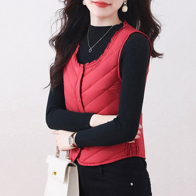 Autumn and winter large size velvet vest vest women's short inner slimming lights and warm warmth mother
