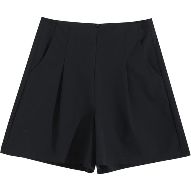 Yalida white suit shorts women's summer high waist slimming A-line women's pants black five-point pants