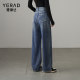 Yalida Retro Blue Jeans Women's Loose Fashionable Large Size Women's Pants 2025 Spring New Style Covering Straight Leg Pants