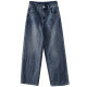 Yalida Retro Blue Jeans Women's Loose Fashionable Large Size Women's Pants 2025 Spring New Style Covering Straight Leg Pants