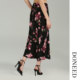 DONEEDDONEED2025 summer elegant temperament mid-length one-piece button printed irregular skirt for women