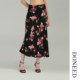 DONEEDDONEED2025 summer elegant temperament mid-length one-piece button printed irregular skirt for women