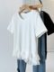 Pure cotton large size design sensor pocket big U -collar short -sleeved T -shirt female summer new bottom shirt loose and thin top girl
