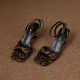 
French high-heeled temperament versatile back empty women's shoes 2025 summer new open toe one-word buckle strap square toe stiletto sandals for women