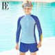 BE Van Dan Children's Swimming Swimsuit Boys Girl Printing Big Children Long -sleeved Sunscopping Fashion Sports Skin Swim