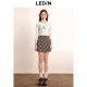 Lecho retro college style skirt autumn new belt A-line skirt meat-covered plaid design skirt
