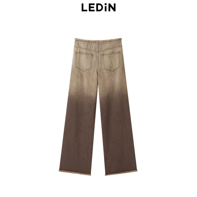 Leting Workwear Gradient Denim Loose Fashionable Wide Leg Pants Women's Jeans C2HAD4152