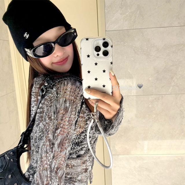 Yuri Park ins Korean style simple and fashionable full screen star lanyard 15 suitable for 17pro Apple 16ProMax mobile phone case iPhone16 all-inclusive 17 new 17Promax protective cover 13 women
