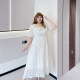 Fat Yingying large size women's sweet atmosphere, romantic fairy skirt French embroidered tulip long dress
