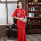 Red Walk Show Dewed Cheongsam Skirt 2023 New High -end Dinner Fish Tail Surlving Annual Conference Performance Server

