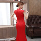 Red Dragon Robe Stage Walking Cheongsam Performance Service 2024 New high -end high -end atmosphere retro thin fishtail dress

