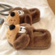Cotton slippers for women winter indoor home thick-soled non-slip cute big-eared dog warm plus velvet bag heel cotton shoes for men