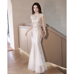 Fishtail Chinese cheongsam evening dress 2023 High-end light luxury niche high-level banquet flash high annual meeting