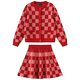 POLOWALK children's clothing girl clothing fashion set 2024 autumn new children's red knitted skirt