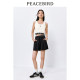 Peacebird high-waist casual sports shorts for summer new black slim and loose white wide-leg pants