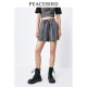 Peacebird high-waist casual sports shorts for summer new black slim and loose white wide-leg pants