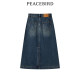 Peacebird Women's Spring New Style Rear Slit Denim Long Skirt A3GFE1103
