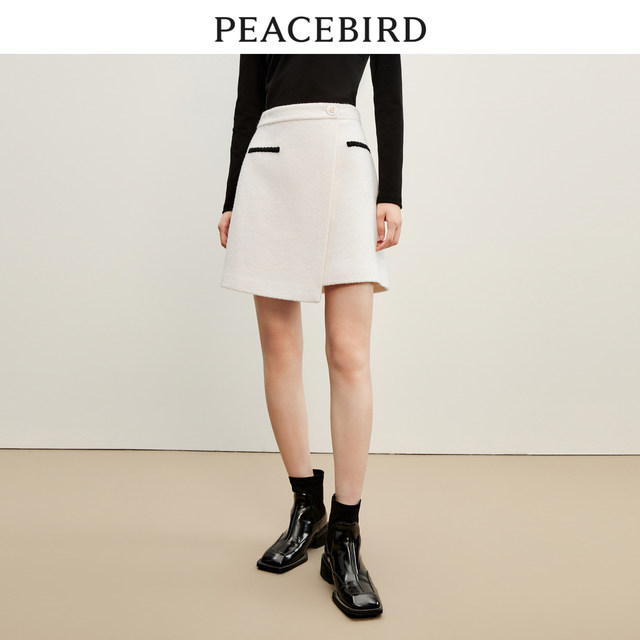 Peacebird Little Flavor Skirt in winter irregular texture feeling waist-hugging A-line short skirt
