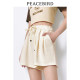Peacebird high-waist casual sports shorts for summer new black slim and loose white wide-leg pants