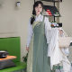 Flowers and Chao Ji Garden in front of the courtyard autumn and winter daily Hanfu Han elements Song knitted double-breasted shirt vertical collar dress