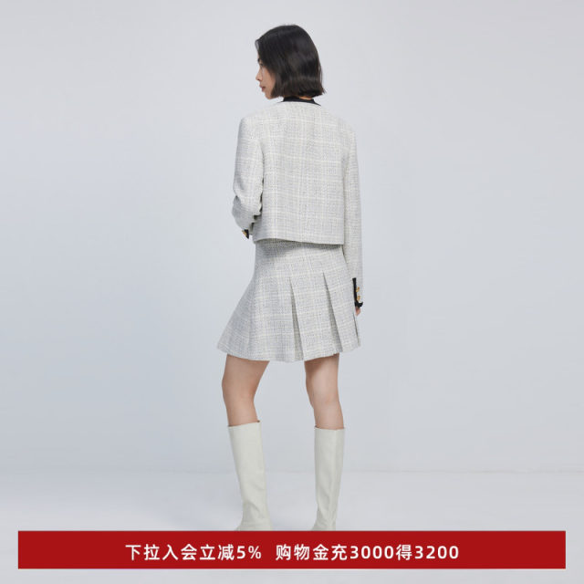 Lily Ole Spring Women's Age Reduction College Senior Fragrant Fragrant Cross -Lims High waist A -shaped skirt short skirt
