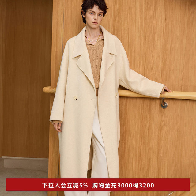 LILY New Winter Women's Clothing 100% Wool Loose Commuting High-end Double-Side Wool Coat Wool Coat