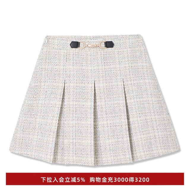 Lily Ole Spring Women's Age Reduction College Senior Fragrant Fragrant Cross -Lims High waist A -shaped skirt short skirt
