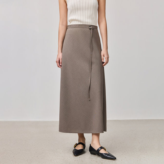 LILY2025 Spring New Women's Clothing Simple Casual Straight Cubes All-match Mid-length Skirt
