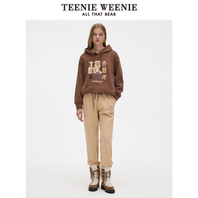 TeenieWeenie Bear Outlet Women's Winter Velvet Sweatshirt Academy Style Hooded Loose Top
