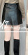 High -waisted A -line stitching short pure cotton leather leather skirt Female soft versatile and thin 2024 autumn new model