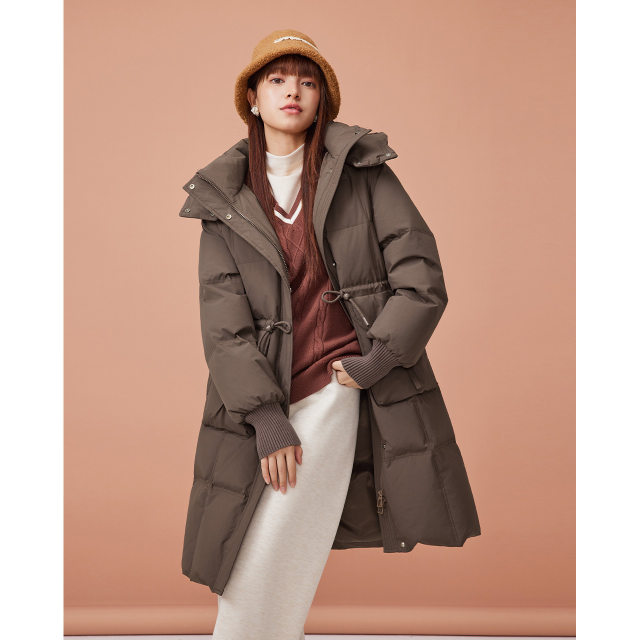 IEF/Aiyifu down jacket 2024 winter new Korean version waist-closing white duck down mid-length jacket
