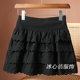 White heavy industry embroidery ruffle splicing cake skirt autumn and winter new high waist slim anti-exposure short skirt for women