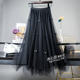 Autumn and winter bow irregular gauze skirt skirt autumn and winter women's 2025 two sides wearing mesh skirt pleated skirt long skirt
